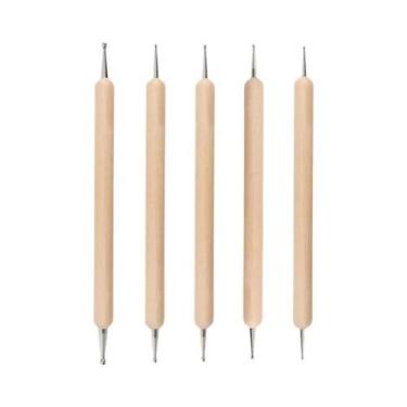 Imagem de Conjunto De 5 Canetas Para Nail Art Com Ponta Dupla, Contas De Cristal