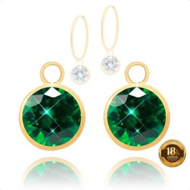 Imagem de Pingentes Ouro 18k Para Brinco Pedra 6mm - Sofistgold Joias, Verde esm