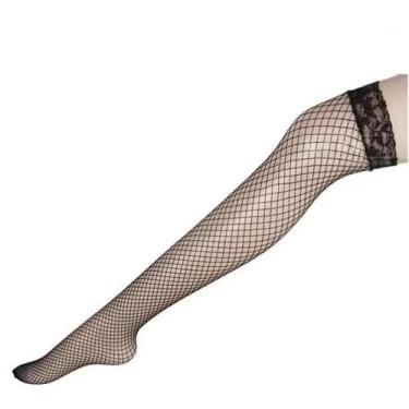 Imagem de Conjunto de Lingerie Sexy, Renda, Tanga, Sutiã ElaShopp, Meias pretas