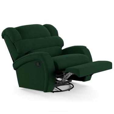 Imagem de Poltrona Do Papai Reclinável Kalie Glider Giratória Massagem Fh9 Veludo Verde - Mpozenato