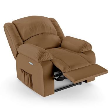 Imagem de Poltrona Do Papai Reclinável Pietra Elétrica Led Massagem Fh9 Pu Caramelo - Mpozenato