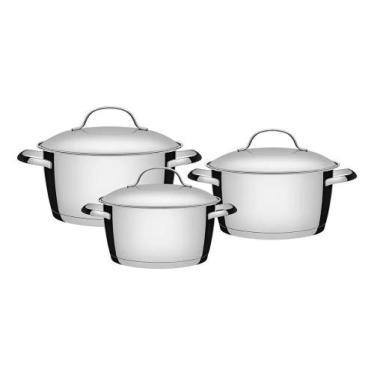 Imagem de Jogo De Panelas Tramontina Inox Fundo Triplo Allegra 3 Pç