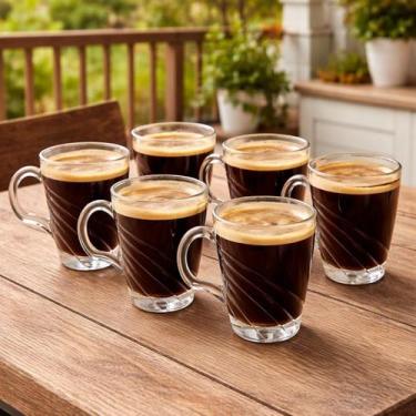 Imagem de Canecas Copo Xícara Chocolate Chá Café Vidro 230ml Kit 6pçs - Genérico