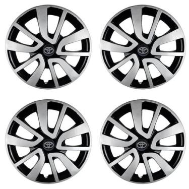 Imagem de Jogo 4 Calota 15 Preto Prata Corolla Etios Yaris Fielder A - Garagem O