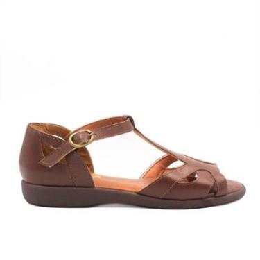 Imagem de Sandália Zatta Couro Flat Casual Maria-Feminino