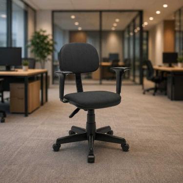 Imagem de Cadeira Escritório Giratória Secretária Classic Braço Regulável Nr 17 Preto