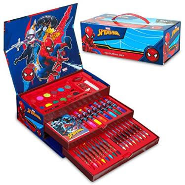 Imagem de Marvel Pasta Tintas para crianças Spiderman Avengers com cera e lápis de cor 40 peças (Multicolor Spiderman)