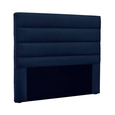 Imagem de Cabeceira Cama Box Casal King Vera Reta Madeira Suede Azul Loja Sheep