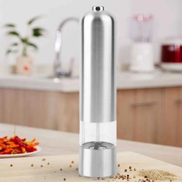 Imagem de Moedor Elétrico de Sal e Pimenta Gourmet Aço Inox Mecanismo em Cerâmica Regulável Inox Shopmix