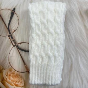 Imagem de Polainas de tricô estilo retrô outono inverno 38x10cm cor:branco - MIX