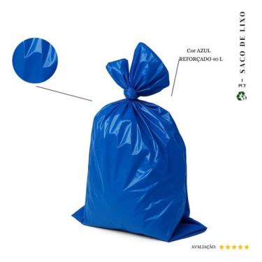 Imagem de Saco De Lixo 40l Reforçado Azul 20 Und  Kit 40un - Higipack