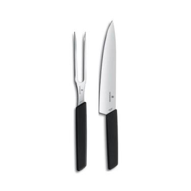 Imagem de Conjunto de Faca e Garfo para carnes Swiss Modern Black Victorinox 6.9