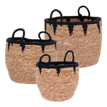 Imagem de Cesta Organizadora Home&Co Fibra Natural 3pçs Enfeite Decoração para S