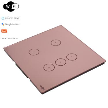 Imagem de Interruptor Touch Wi-Fi Tok Glass 5 Botões Rosa 4X4 Lumenx