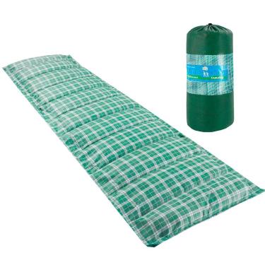 Imagem de Colchonete Solteiro 190x60cm com Bolsa para Transporte Xadrez Verde