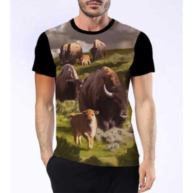 Imagem de Camisa Camiseta Bisão-Americano Animal Búfalo Manadas Hd 8 - Dias No E