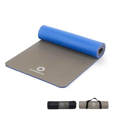 Imagem de PRIMASOLE Tapete de ioga ecológico 10 mm (1/2") antiderrapante Yoga Pilates Fitness em casa e academia Cor dupla Marrom/Azul PSS91NH075A