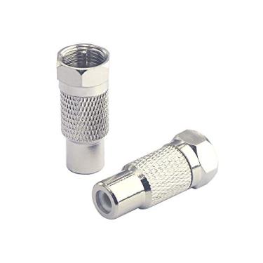 Imagem de VCE Pacote com 2 adaptadores Atari, Phono RCA fêmea para conector RF macho tipo F adaptador coaxial para Atari 2600/7800 Sega/Coleco/Commodore Game System