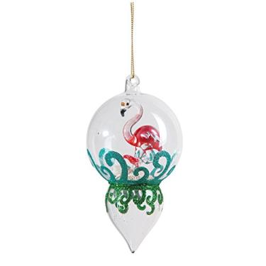 Imagem de Pink Flamingo Finial Glass 15cm Christmas Holiday Ornament
