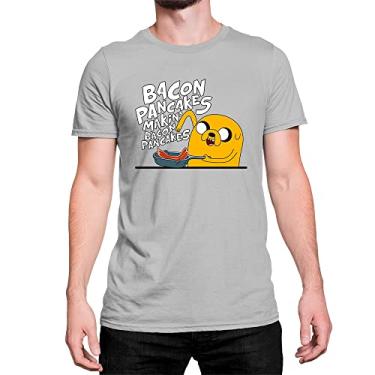 Imagem de Camiseta Desenho Bacon Pancakes Jake Hora de Aventura Cor:Cinza;Tamanho:P