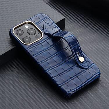 Imagem de Padrão de pele de crocodilo para iPhone 14 13 12 Pro Max Mini suporte de alça de pulso capa para iPhone 14 Plus 11 Pro Max XR XS X, azul, para iPhone XR