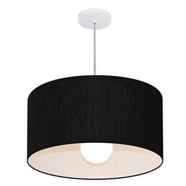Imagem de Lustre Pendente Cilíndrico Cúpula Tecido 55x25 cm, Vivare Iluminação, Pendente4207 PR, Preto, Médio