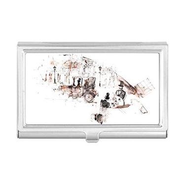 Imagem de Porta-cartões de visita estilo vintage British Architecture para carro em aquarela