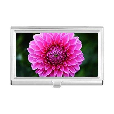 Imagem de Porta-cartões de visita com lindas flores grandes rosa e folhas verdes