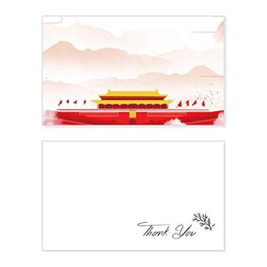 Imagem de Bandeira vermelha Tiananmen Mountain Fog Cartão de agradecimento aniversário aniversário saudações casamento agradecimento
