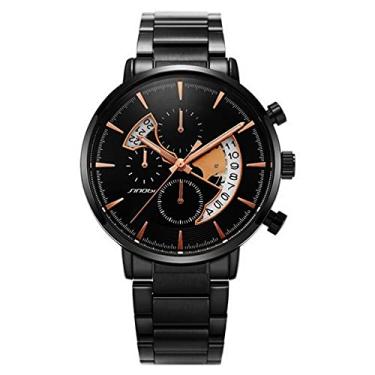 Imagem de Relógio de Pulso Masculino Sinobi Relógio de Quartzo Moderno Aço Inoxidável À Prova D'agua (C1)