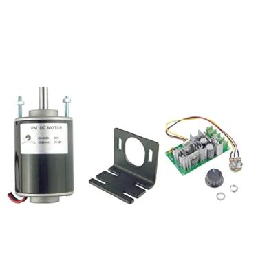 Imagem de CHANCS Mini motor elétrico de baixo ruído CH-3420 12V DC 3500RPM eixo oco com controlador de velocidade de motor 20A PWM DC com suporte