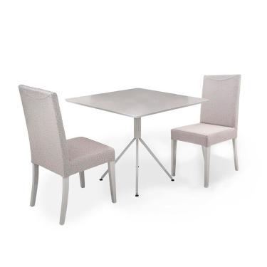 Imagem de Mesa de Jantar Pequena 2 Cadeiras Herval Slim, Quadrada, Off White/Bege, 90 cm