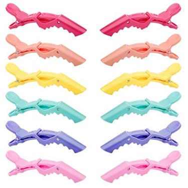 Imagem de GLAMFIELDS 12 peças de clipes de cabelo jacaré para seção de penteados, clipes de aderência antiderrapantes para corte de cabelo, clipe de cabelo feminino de plástico durável com dentes largos e design de dobradiça dupla