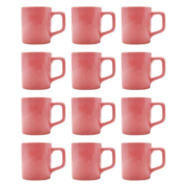 Imagem de Conjunto Xícaras Café Cerâmica Rosa Vibrante 80mL - 12un