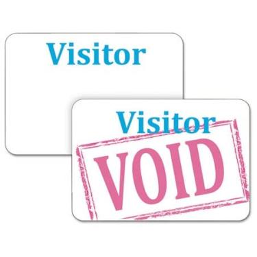 Imagem de Time's Up! Distintivos autorexpansíveis para visitas, crachá de um dia, 3 x 2, branco, 100/caixa