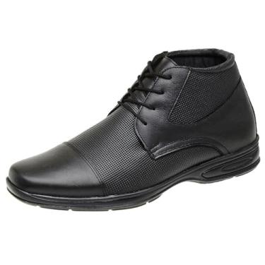 Imagem de Bota Botina Social Couro Masculina Soft Confort Cadarço Cano Médio Super Conforto - Preto (BR, Adulto, Numérico, 33)