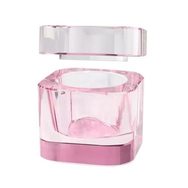 Imagem de Esquirla Prato Dappen de vidro para arte em unhas com tampa, copo, ferramentas de cuidados para manicure, fácil de limpar, rosa