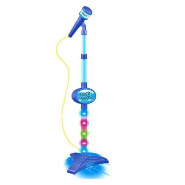 Imagem de Microfone Infantil Brinquedo Karaokê Azul Menino Rock Show - Dm Toys