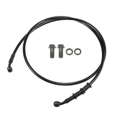 Imagem de Motoforti Mangueira de freio universal para motocicleta, quadriciclo, motocross, trançada, linha de freio hidráulico, oleoduto, 130 cm, durável, metal, preto, verde militar, 1 conjunto