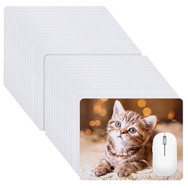 Imagem de 30 peças de mouse pad de sublimação para impressão de prensa térmica, tapetes de mouse antiderrapantes para transferência de sublimação, impressão de prensa térmica, artesanato DIY - branco 24 x 20 x