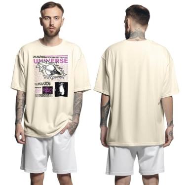 Imagem de Camisa Camiseta Oversized Streetwear Genuine Grit Masculina Larga 100% Algodão 30.1 Universe World Wide - Bege - P