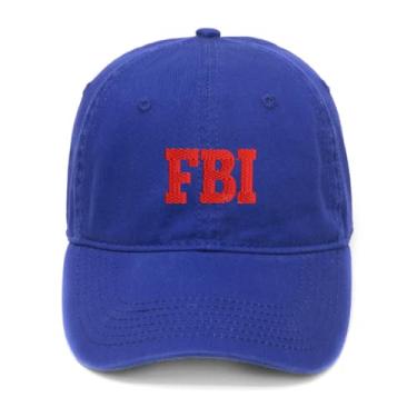 Imagem de L8502-LXYB Boné de beisebol masculino bordado FBI algodão lavado, Azul, 7 1/8