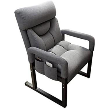 Imagem de Poltrona Lounge Sala de estar Poltrona Wingback Cuddle Chair Moderno conforto anti-queda para idosos sedentários Pequeno computador doméstico, cinza, cadeira + pedal X1