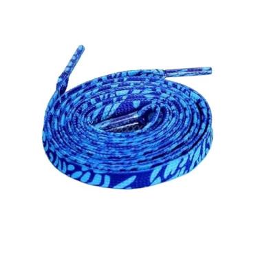 Imagem de Cor Do Arco-íris Sapato Cadarços Corda Casual Colorido Cadarços Se Encaixa Todos Os Sapatos Crianças Basquete Cadarços Encantos Para Tênis(Color:Blue mottle,Size:100cm)