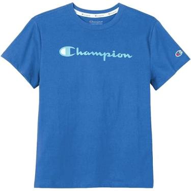 Imagem de Champion Camiseta feminina, camiseta clássica, camiseta confortável para mulheres, escrita (tamanho plus size disponível), Azul desbotado., G