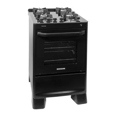 Imagem de SUGGAR FOGÃO MAX GLASS PRETO MESA DE VIDRO 4 BOCAS TREMPE 6 APOIOS ACENDIMENTO AUTOMÁTICO FGVMG410PT