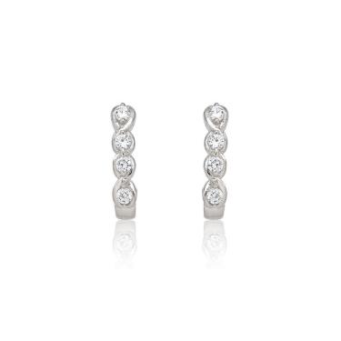 Imagem de Brinco Meia Argola Zircônias Em Prata 925 Com Ródio