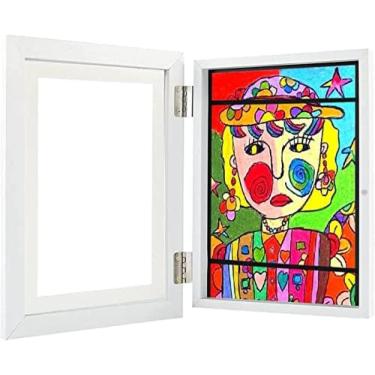 Imagem de Molduras de arte infantil, molduras de exibição de abertura frontal, moldura de arte infantil, exibição de imagem mutável, moldura de arte de madeira, abertura frontal para desenho de artesa