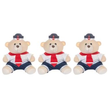 Imagem de Trio De Ursos 18cm Para Nicho Decoração Menino Marinheiro Vermelho Bebê Baby Decoração Quarto Festa Pelúcia Presente