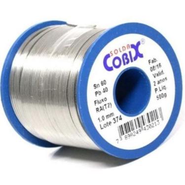 Imagem de Solda estanho 60x40 1mm com fluxo ra t2 rolo 500g - cobix